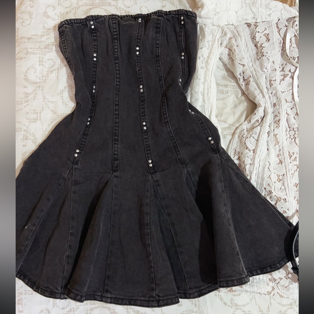 Wild Fable Black Jeans Strapless Dress